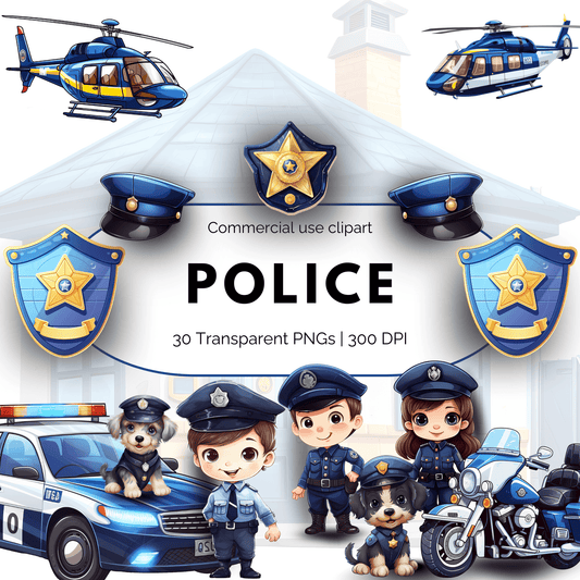 Watercolor Police Clipart