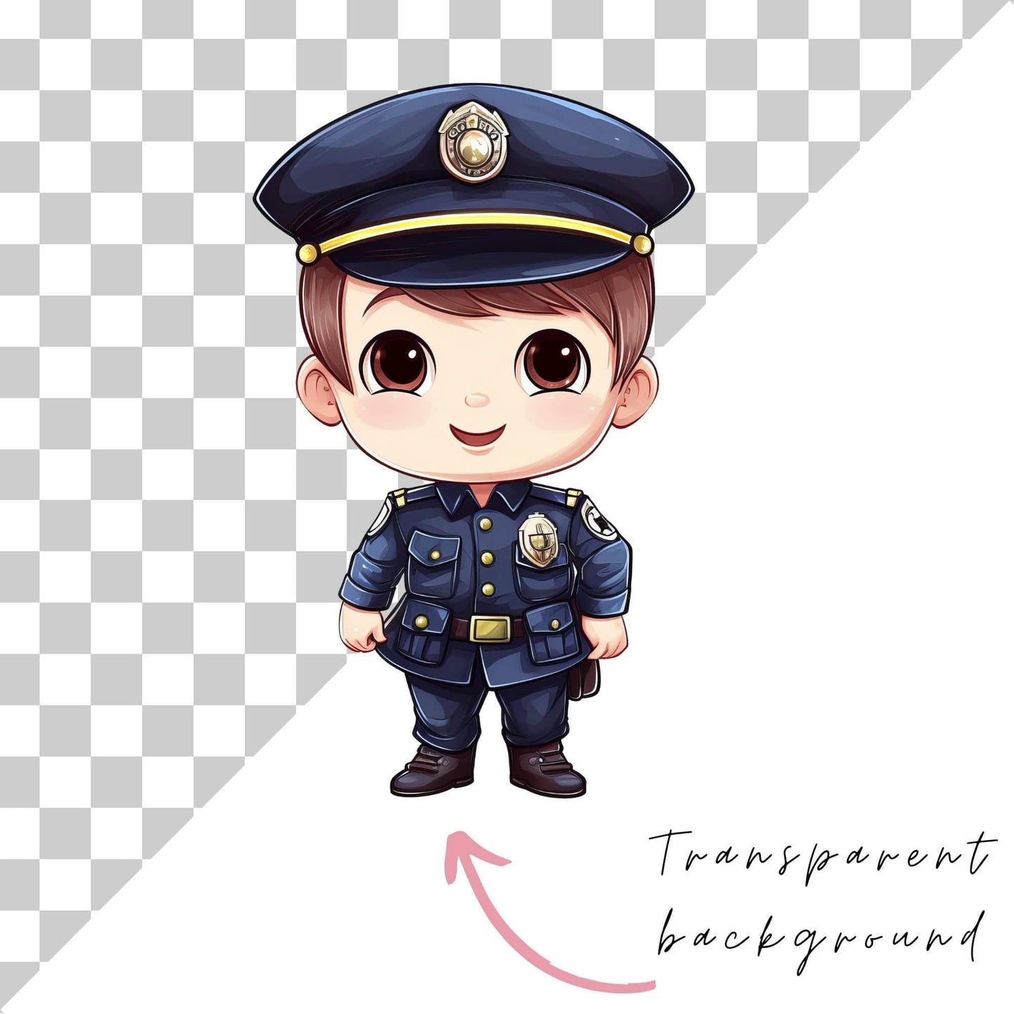 Watercolor Police Clipart