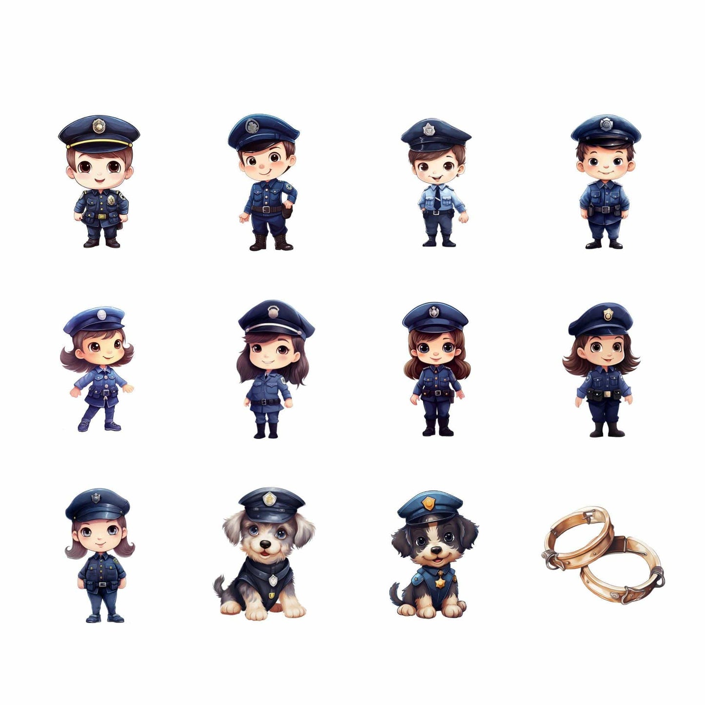Watercolor Police Clipart