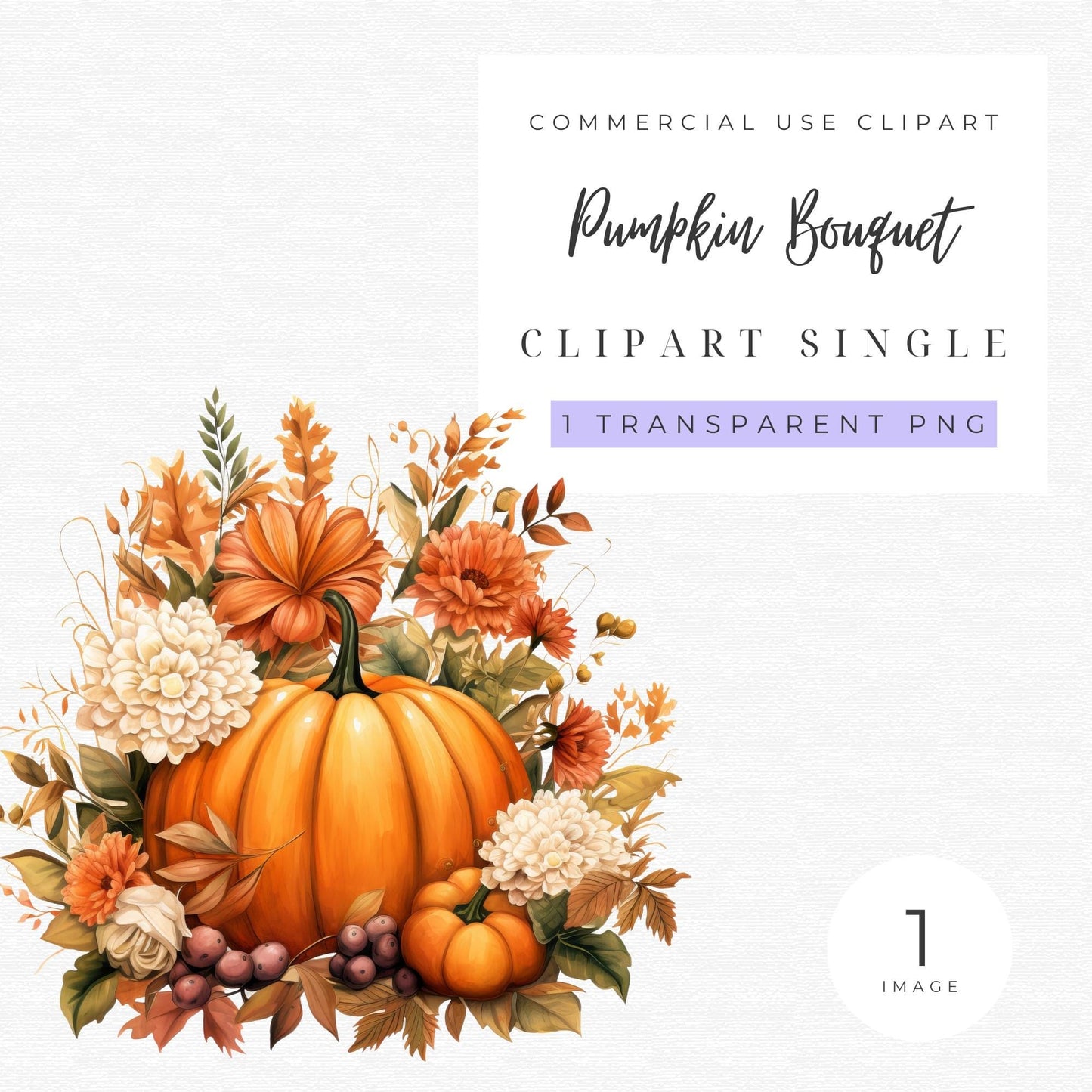 Watercolor Pumpkin Bouquet Clipart