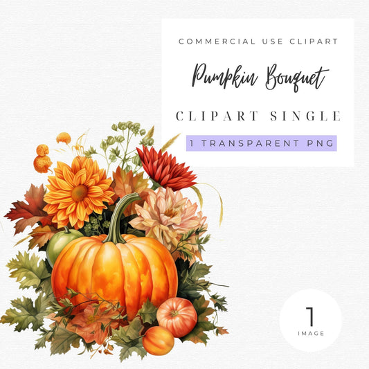 Watercolor Pumpkin Bouquet Clipart