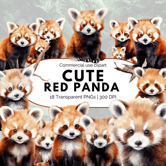 Watercolor Red Panda Clipart