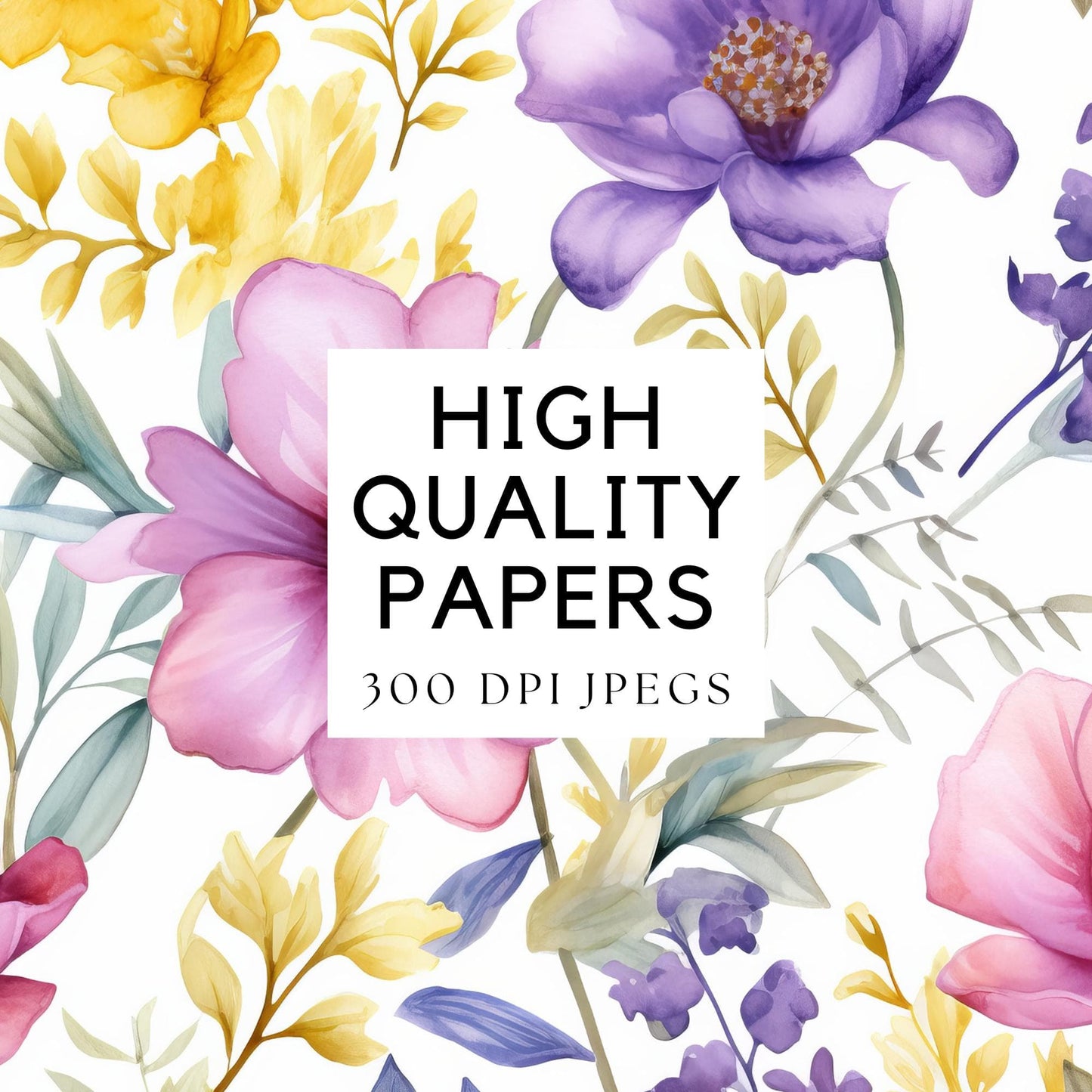 Watercolor Regency Florals Digital Papers