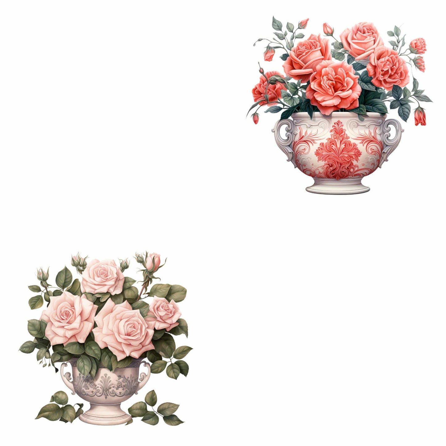 Watercolor Rose Bush Clipart