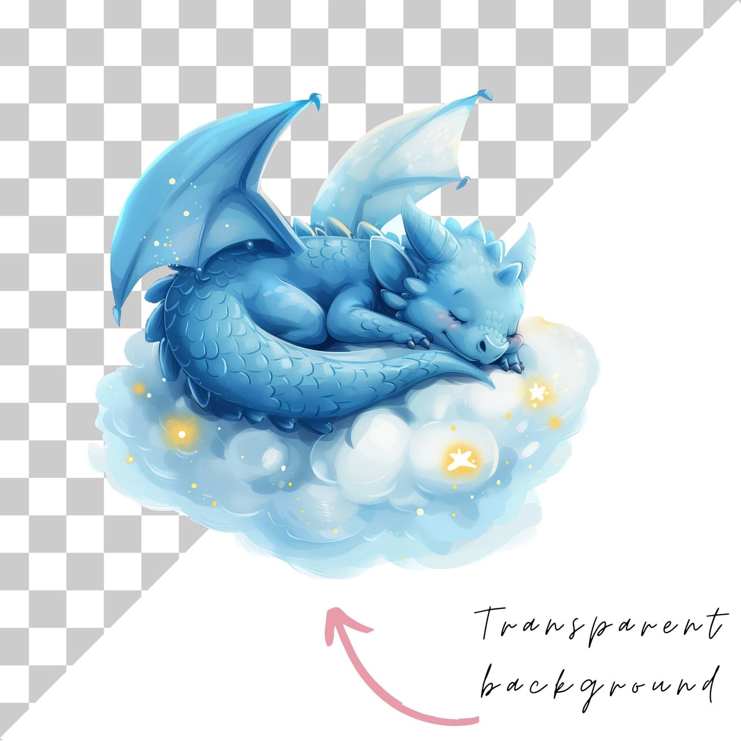 Watercolor Sleeping Dragon Clipart