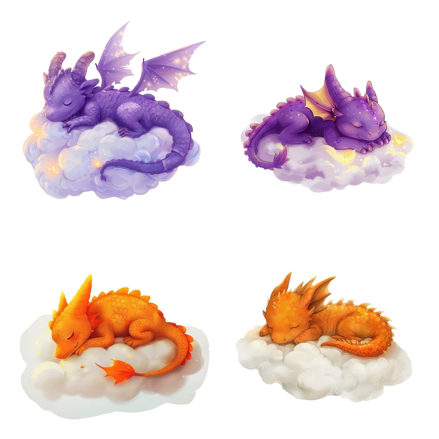 Watercolor Sleeping Dragon Clipart
