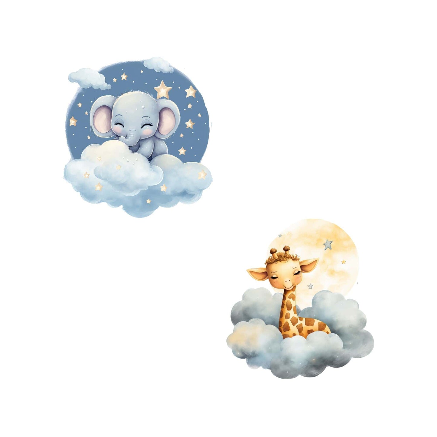 Watercolor Sleepy Safari Animals Clipart