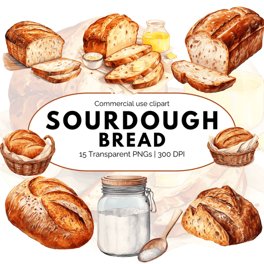 Watercolor Sourdough  bread Clipart