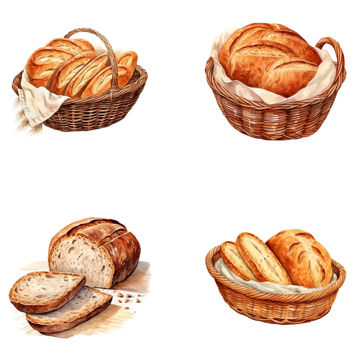 Watercolor Sourdough  bread Clipart
