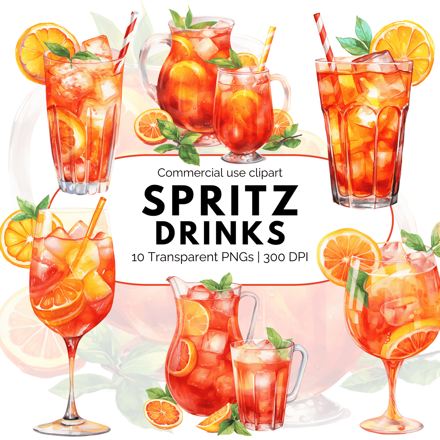 Watercolor Spritz Drinks Clipart