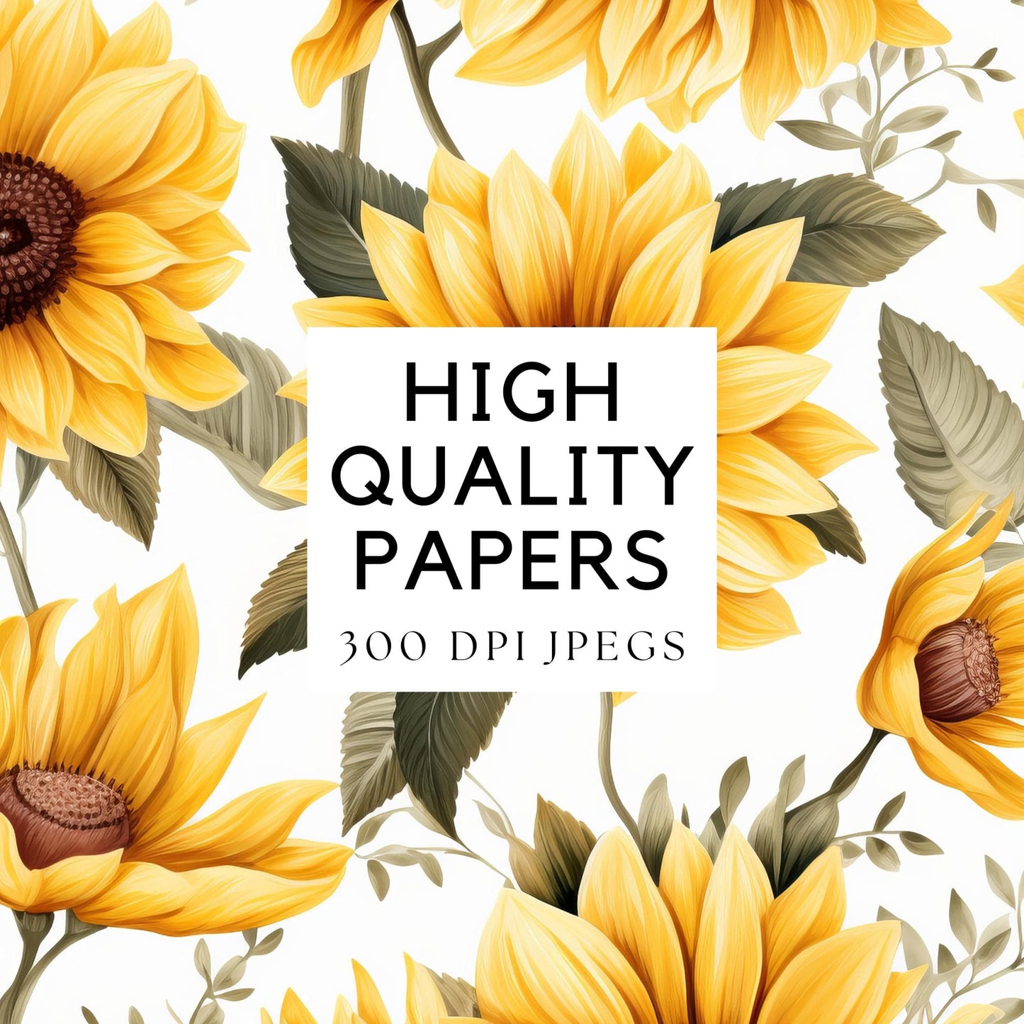 Watercolor Sunflower Digital Papers