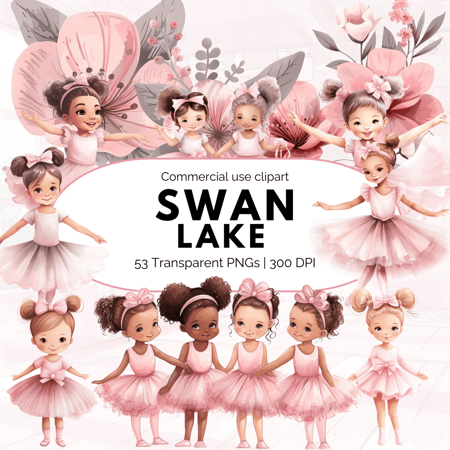 Watercolor Swan Lake Clipart