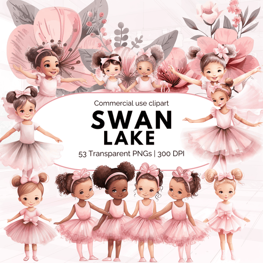 Watercolor Swan Lake Clipart