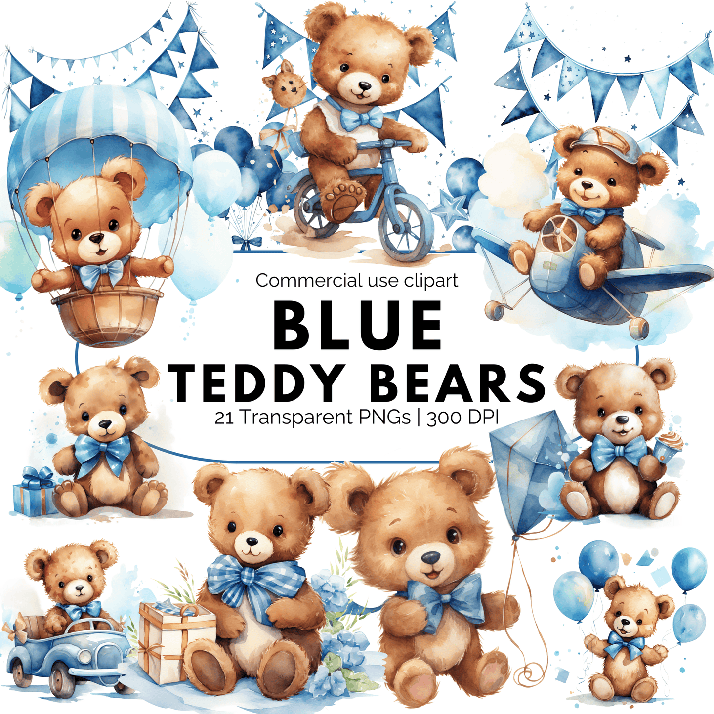 Watercolor Teddy Bear Clipart