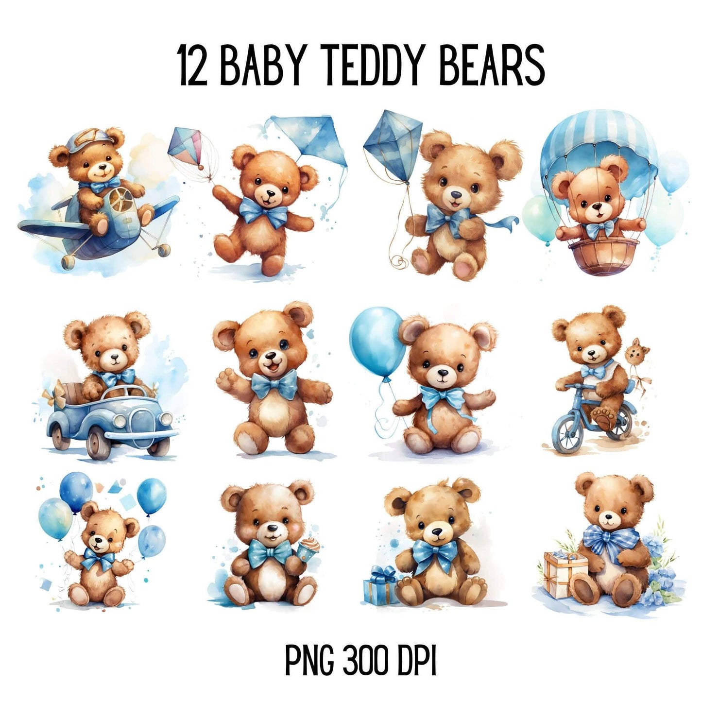 Watercolor Teddy Bear Clipart