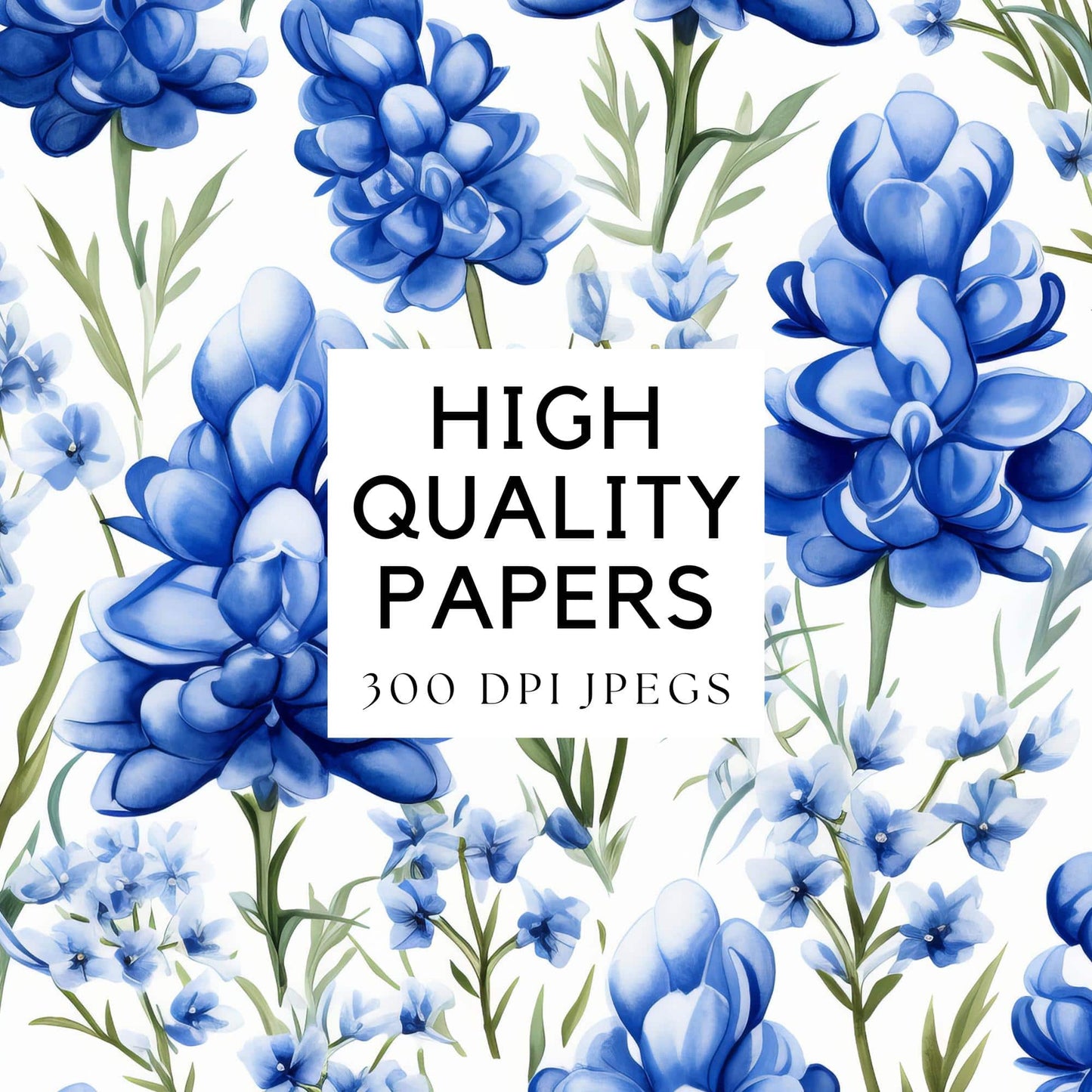 Watercolor Texas Bluebonnet floral Digital Papers