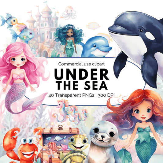 Watercolor Under the Sea Clipart