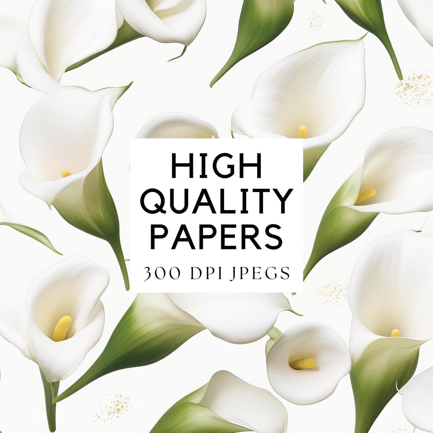 Watercolor White Calla Lily Digital Papers