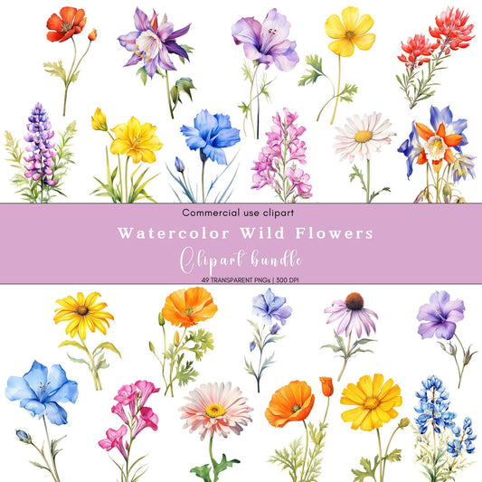 Watercolor Wild Flower Clipart