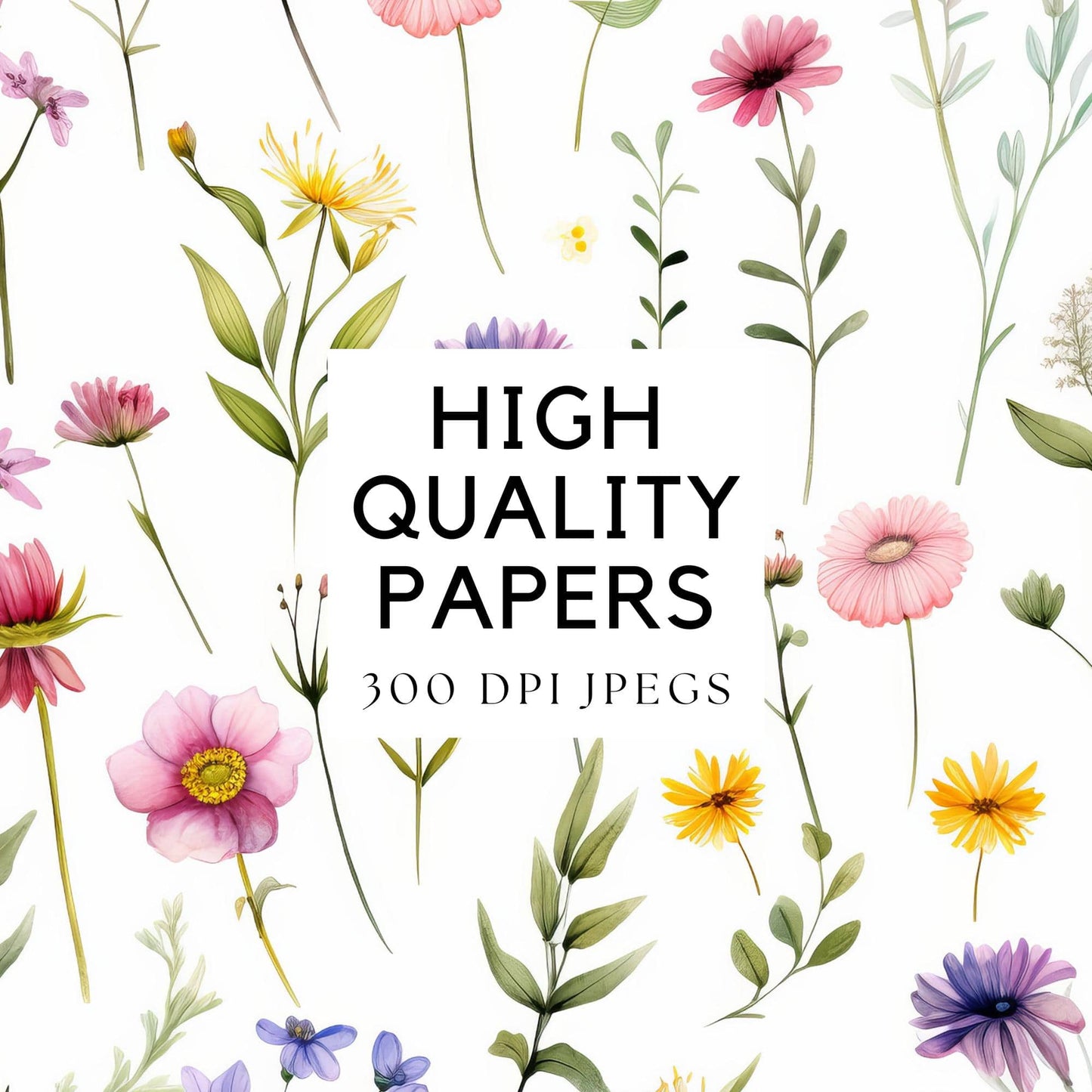 Watercolor Wildflower Digital Papers