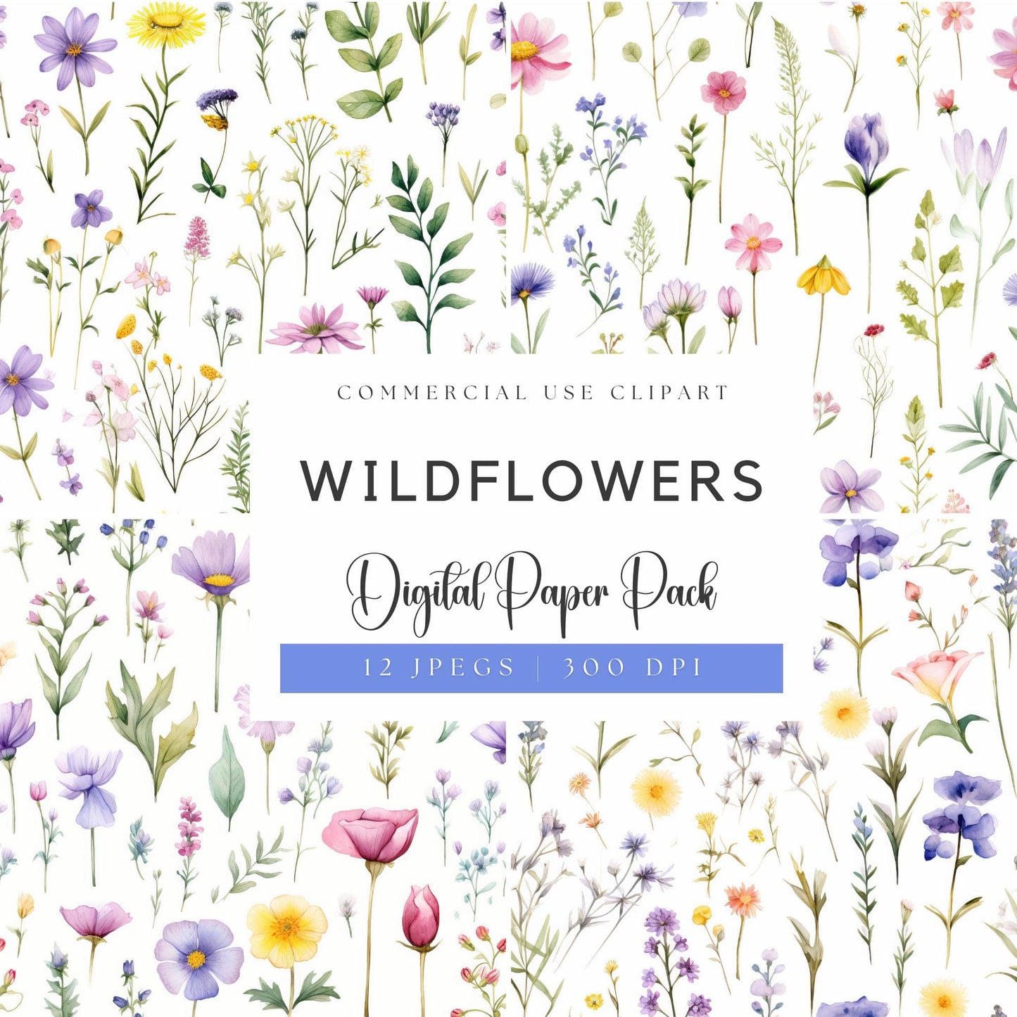Watercolor Wildflower Digital Papers