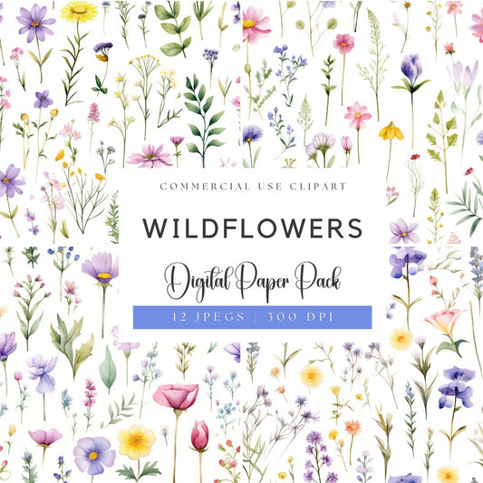 Watercolor Wildflower Digital Papers