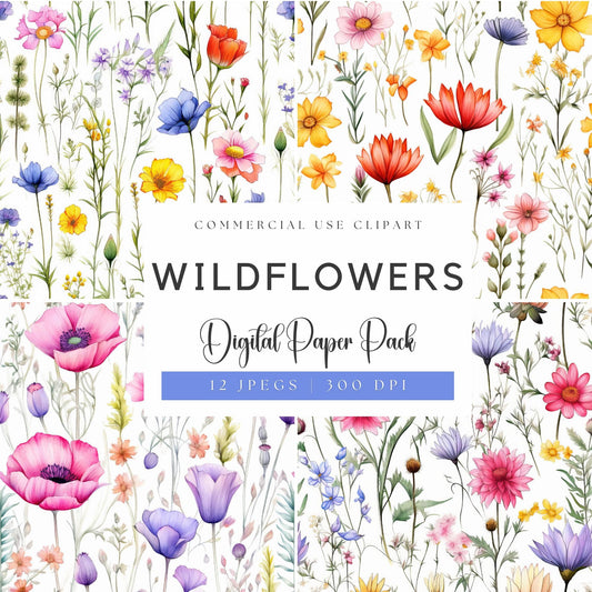 Watercolor Wildflowers Digital Paper