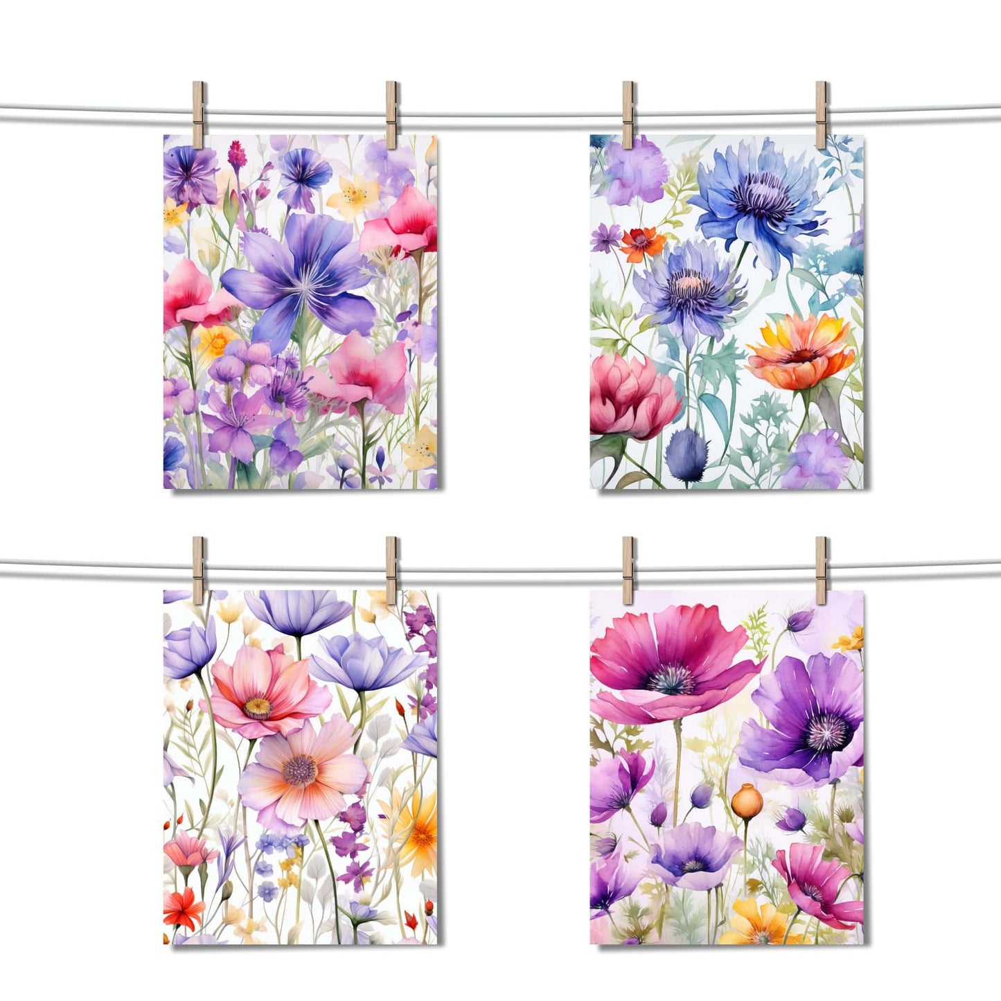 Watercolor Wildflowers Digital Papers