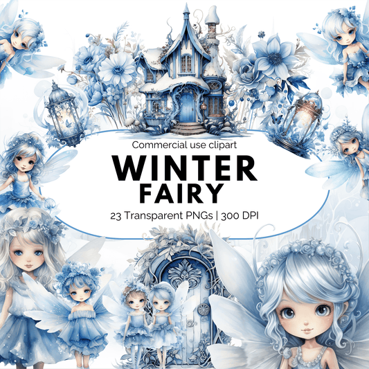 Watercolor Winter Fairy Clipart
