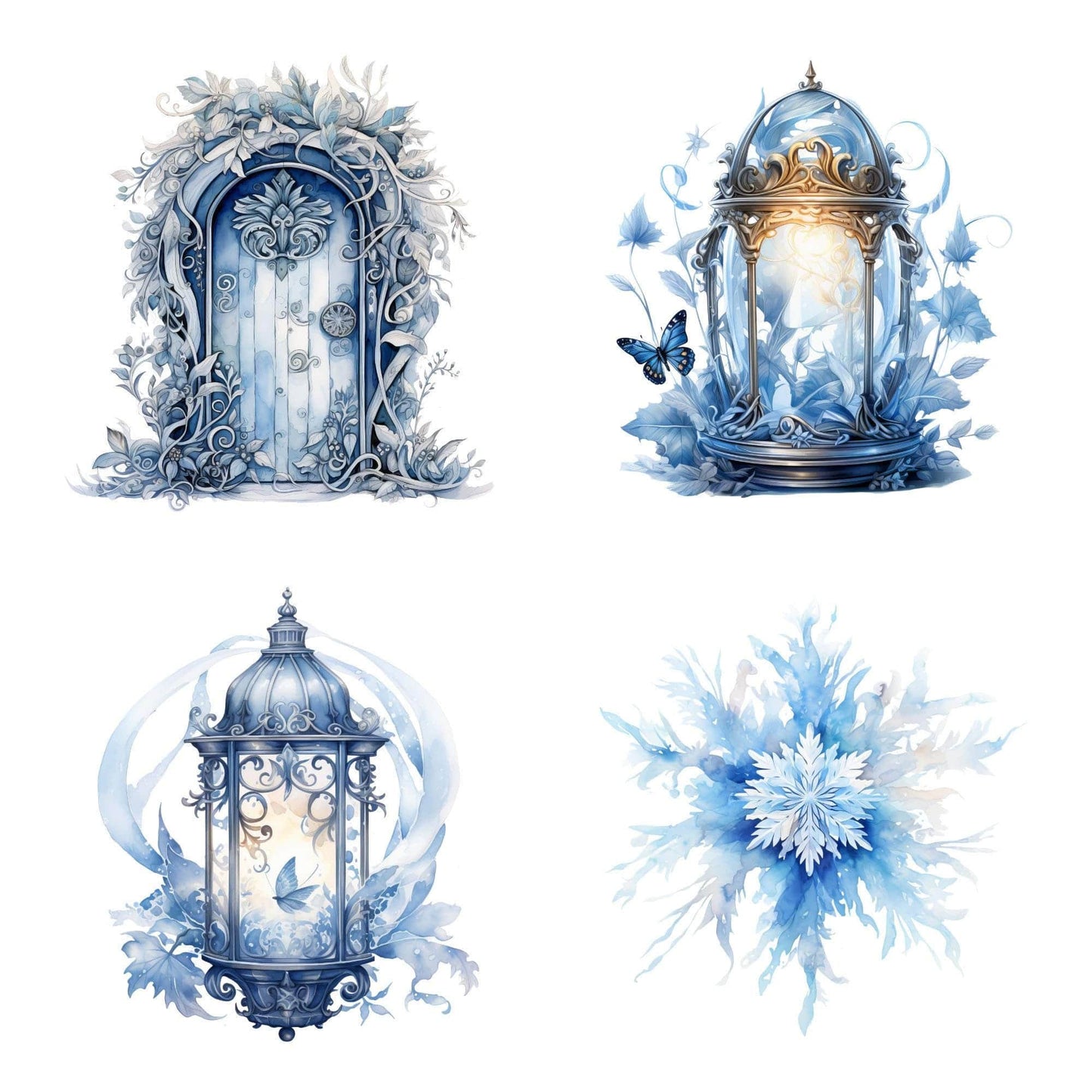 Watercolor Winter Fairy Clipart