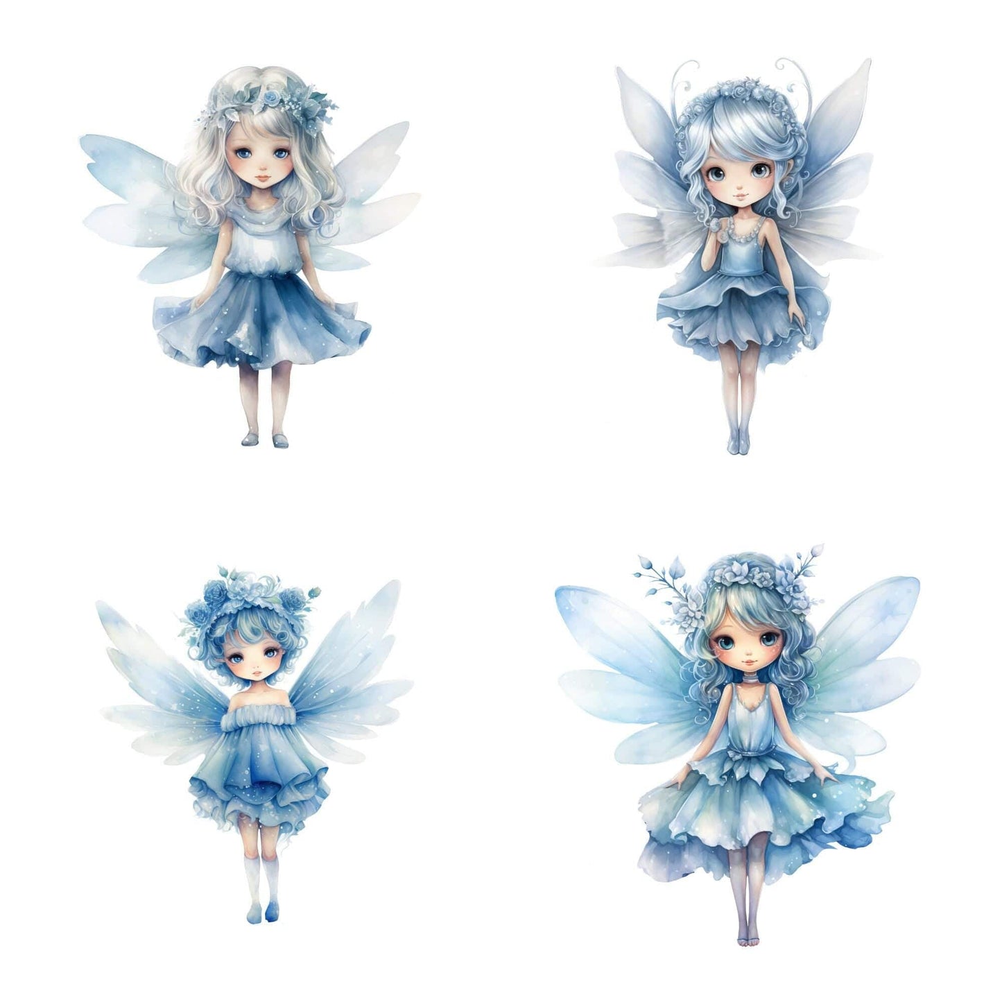 Watercolor Winter Fairy Clipart