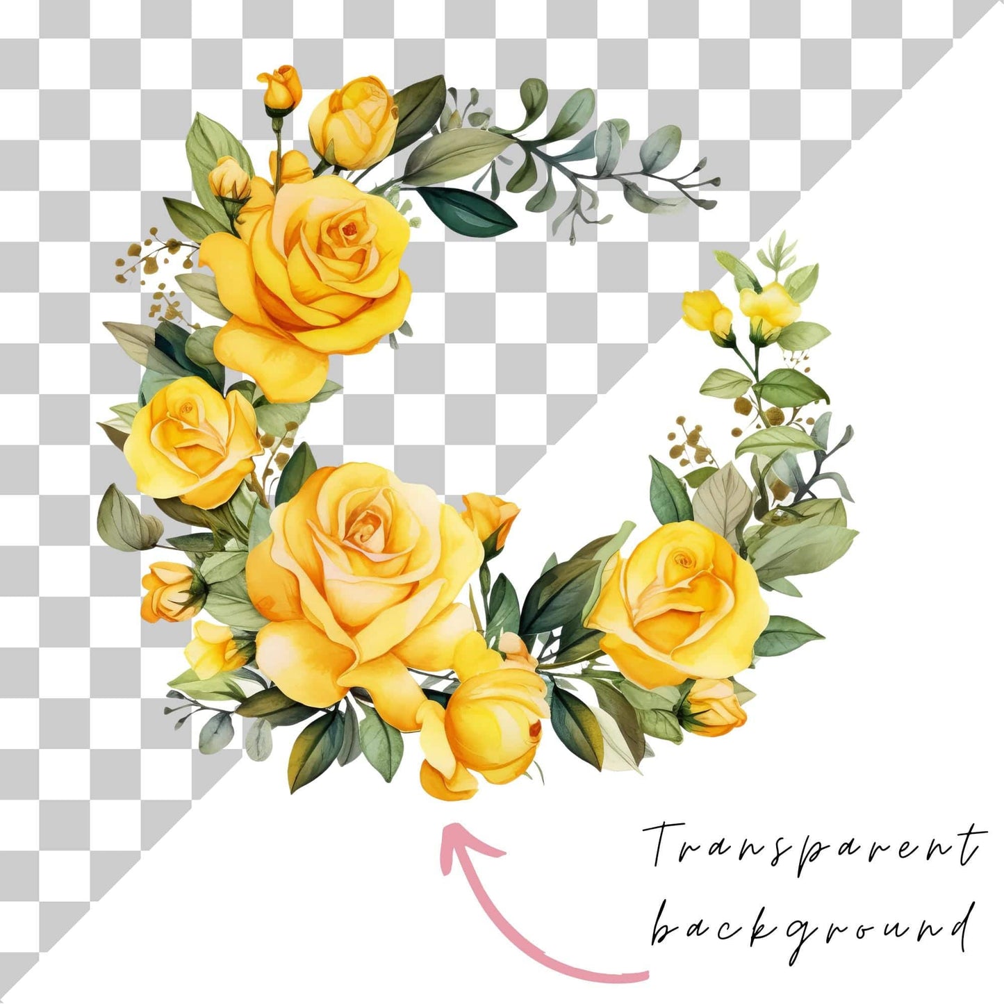 Watercolor Yellow Roses Clipart