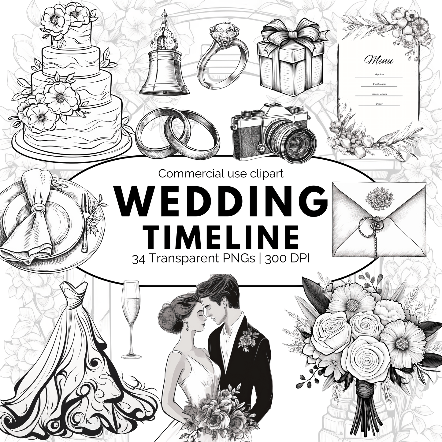 Wedding timeline clipart