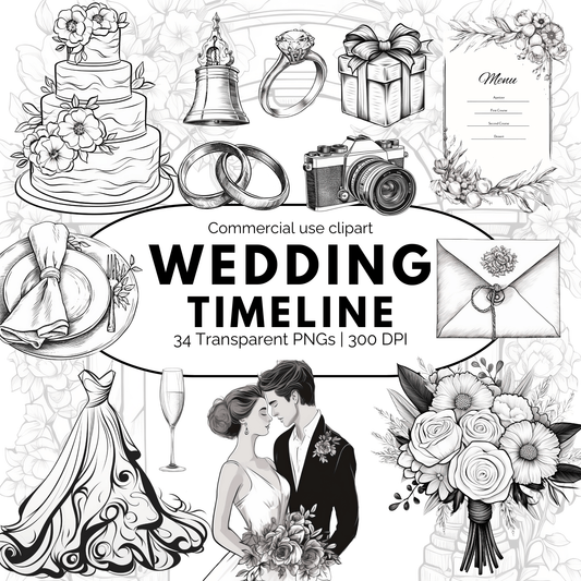 Wedding timeline clipart