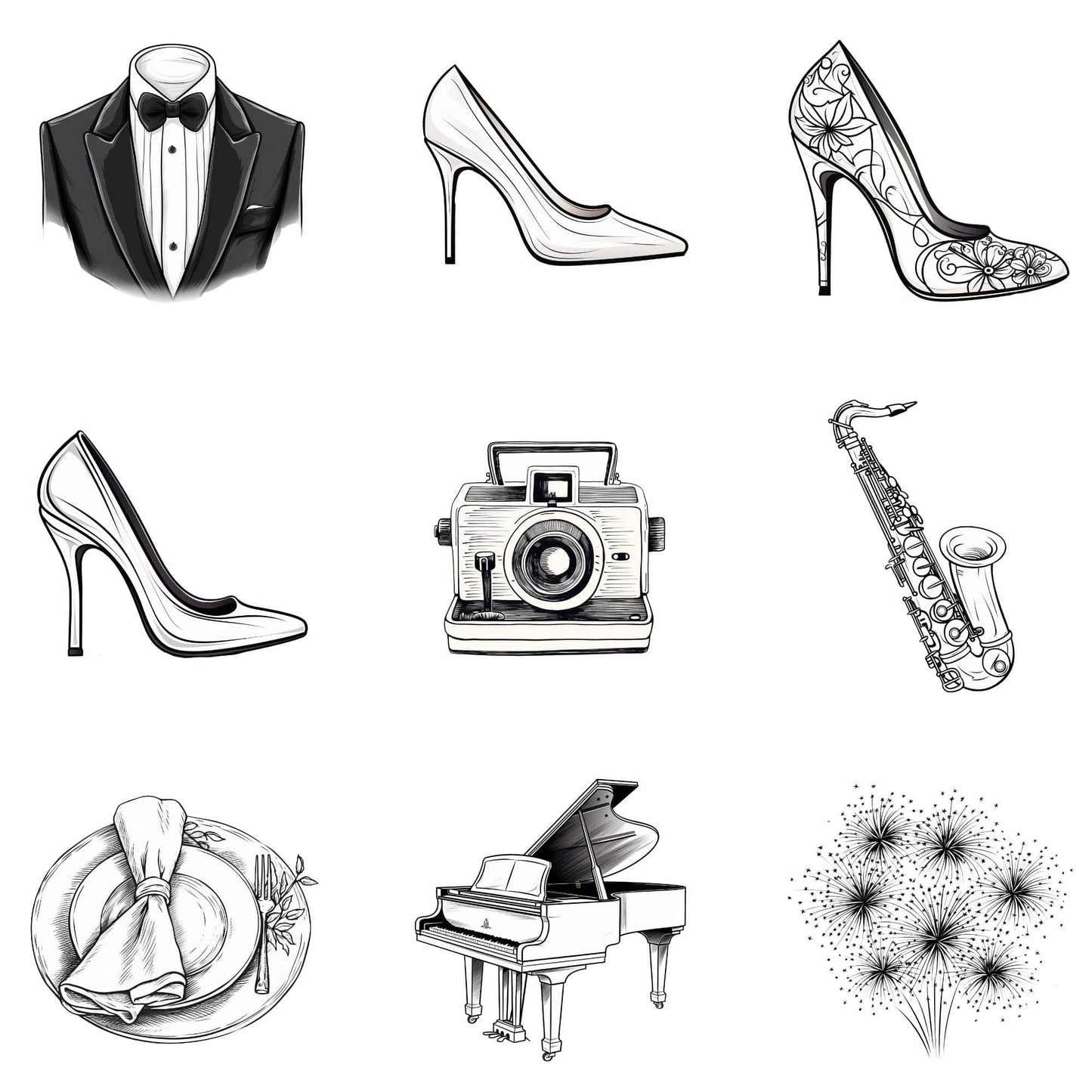Wedding timeline clipart