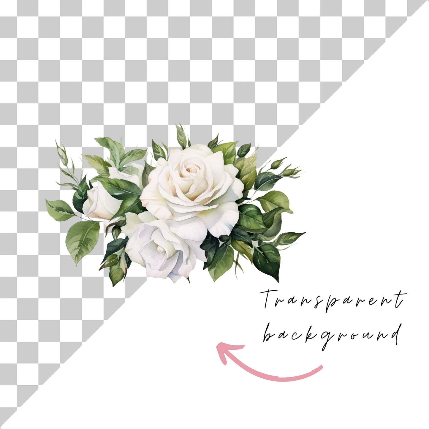 White Rose and Greenery Clipart