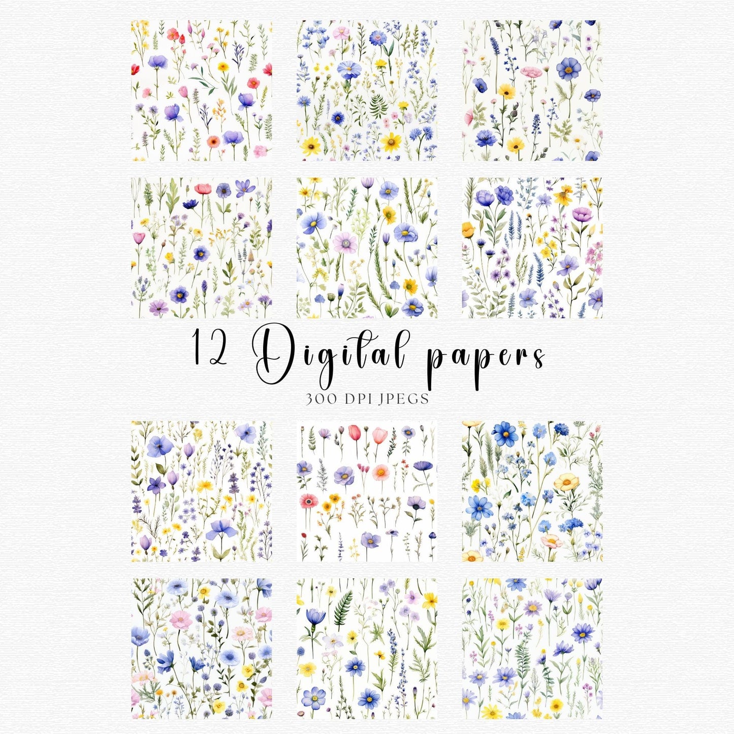 Wildflower Meadow Digital Papers | Seamless Floral Patterns