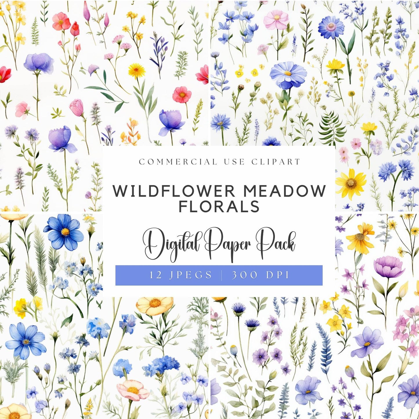 Wildflower Meadow Digital Papers | Seamless Floral Patterns