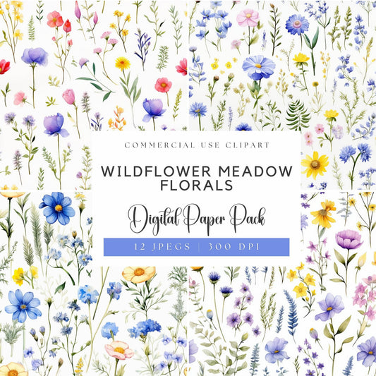 Wildflower Meadow Digital Papers | Seamless Floral Patterns