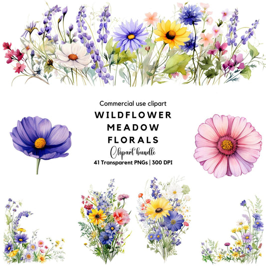 Wildflower Meadow Floral Clipart