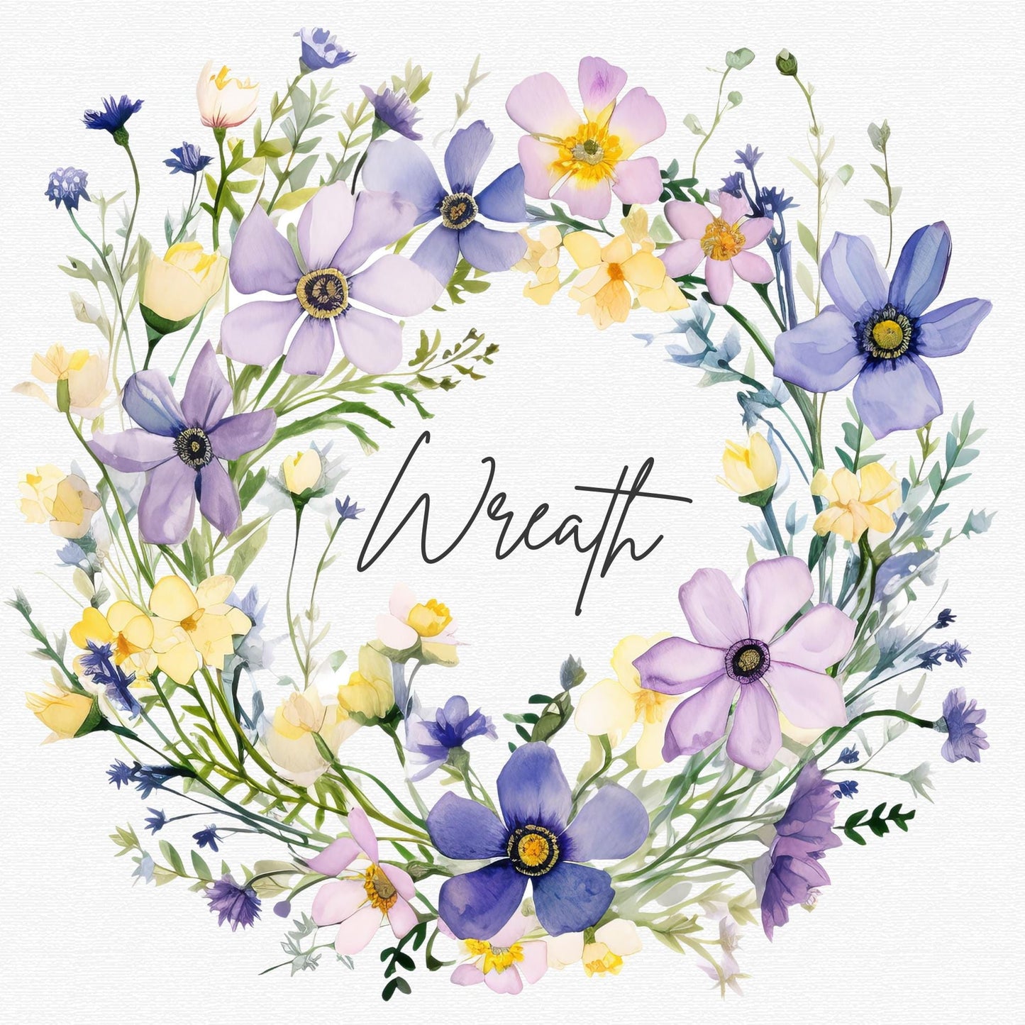 Wildflower Wreath Clipart Single