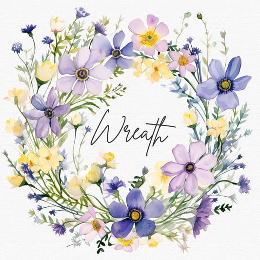 Wildflower Wreath Clipart Single