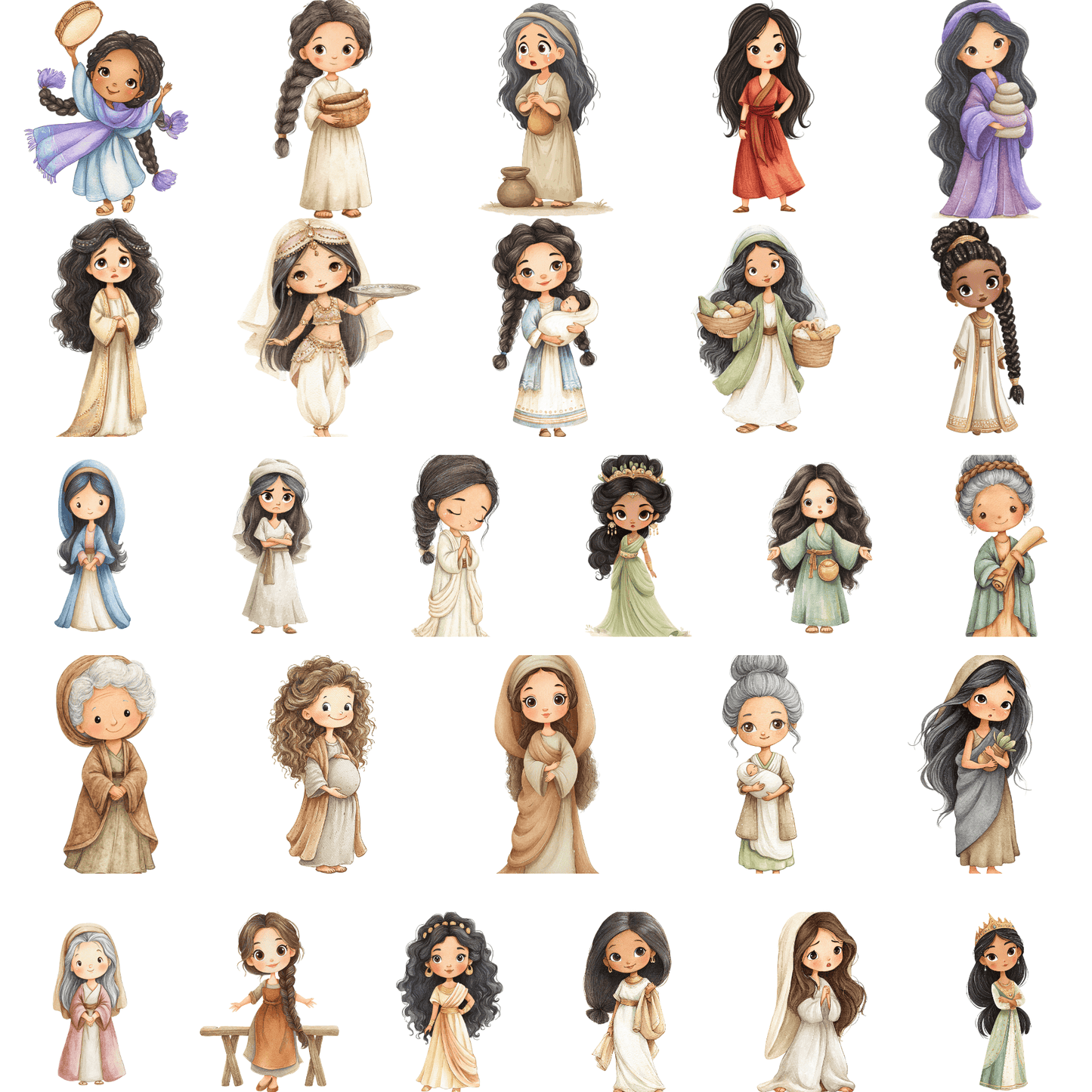 Women of the Bible Clipart Bundle | Christian Women PNG Graphics | Bible Story Commercial Use Clipart