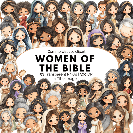 Women of the Bible Clipart Bundle | Christian Women PNG Graphics | Bible Story Commercial Use Clipart