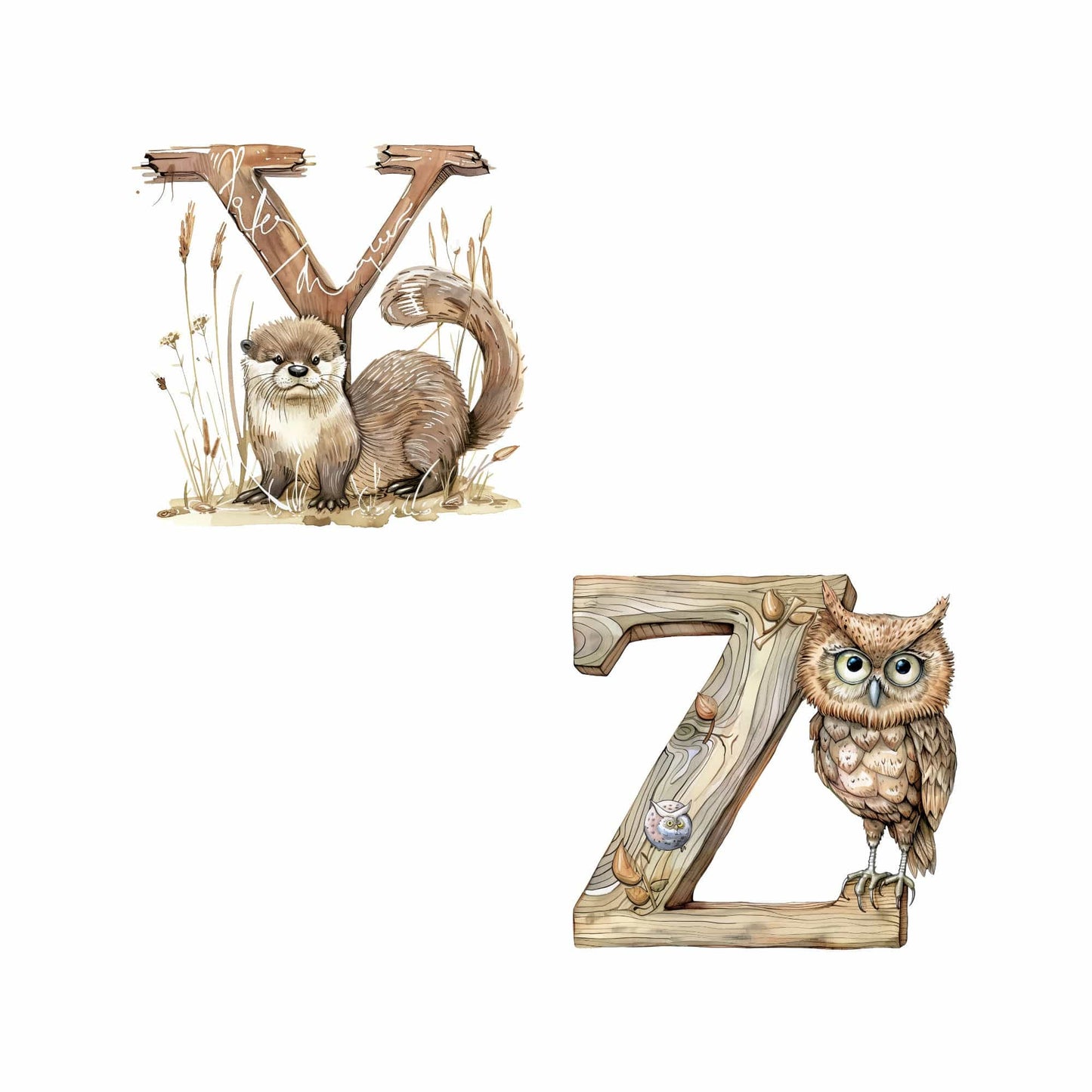 Woodland alphabet letter clipart