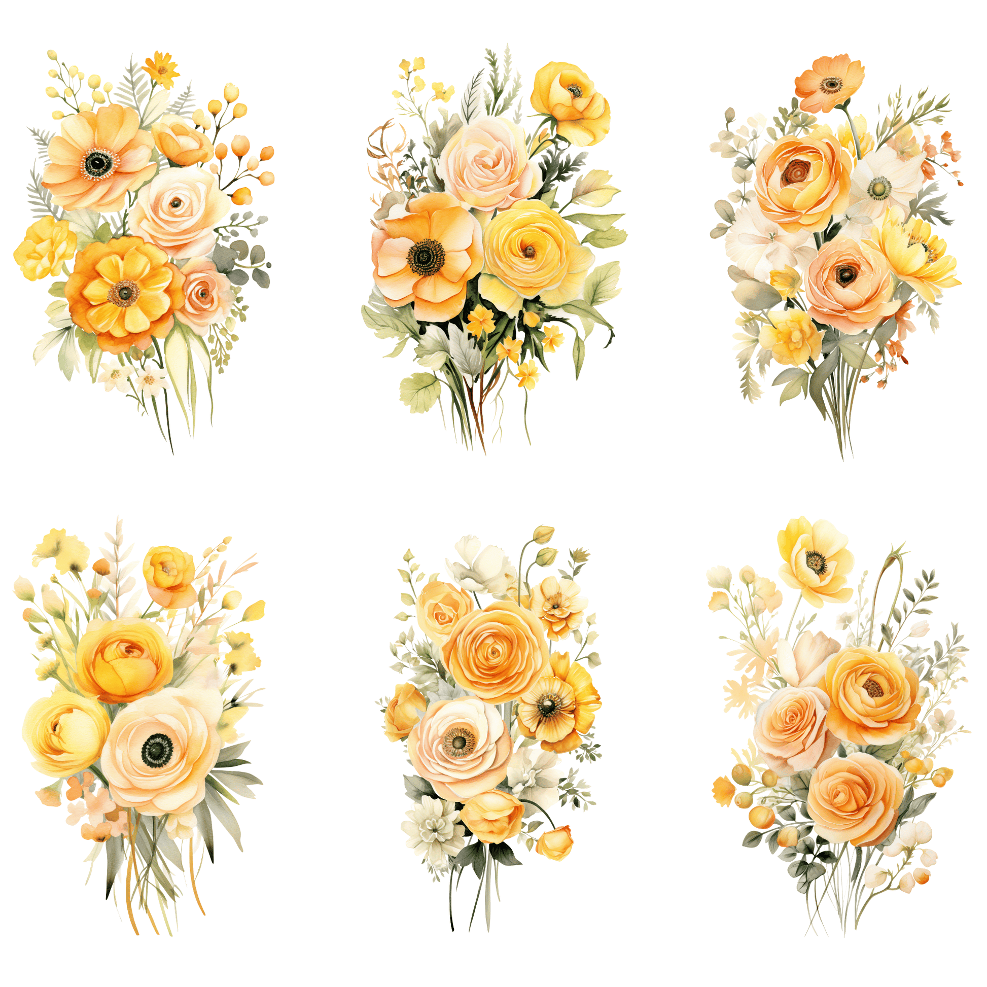a bunch of flowers that are on a white background