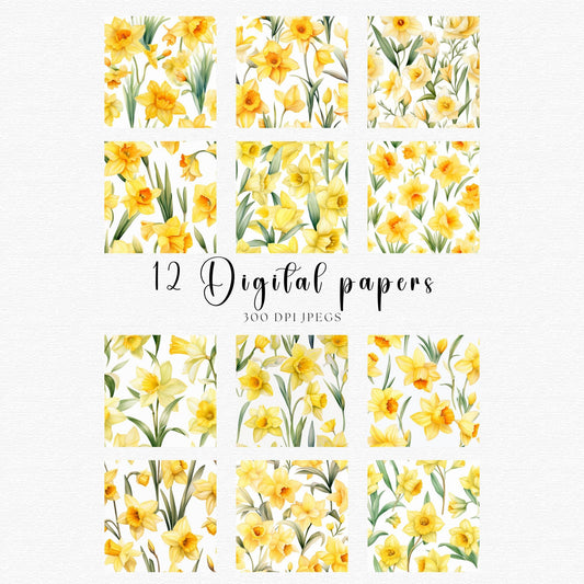 Yellow Daffodil Seamless Pattern