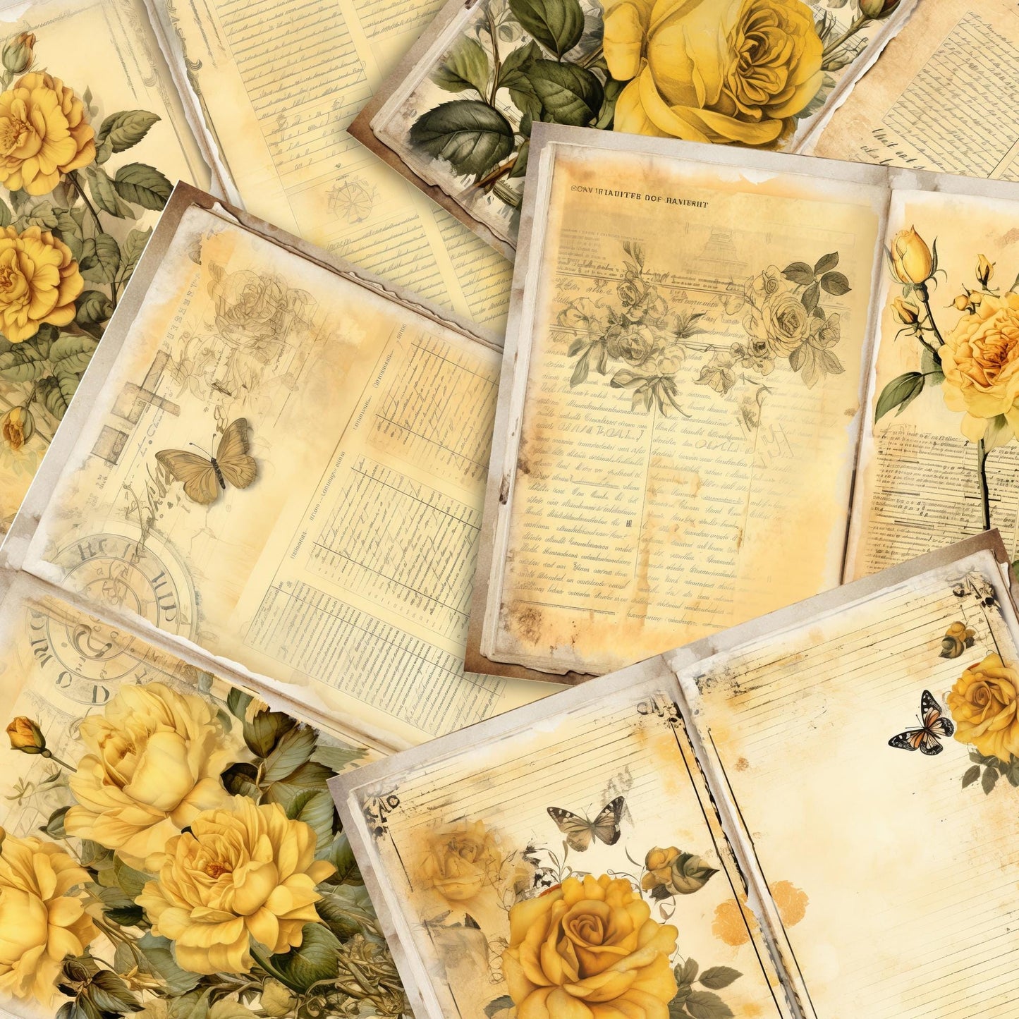 Yellow Rose Junk Journal Pages
