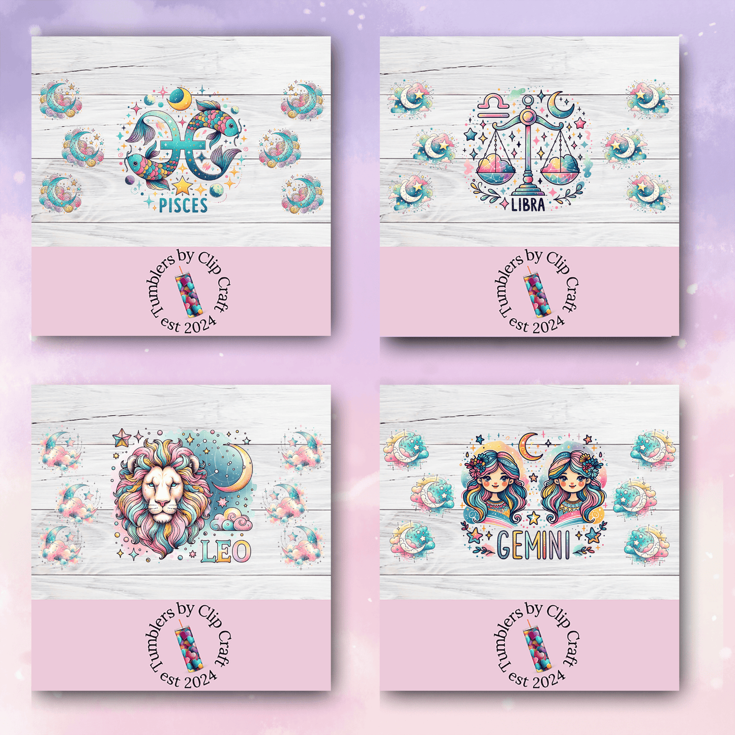 a set of four stickers with a cartoon character on them