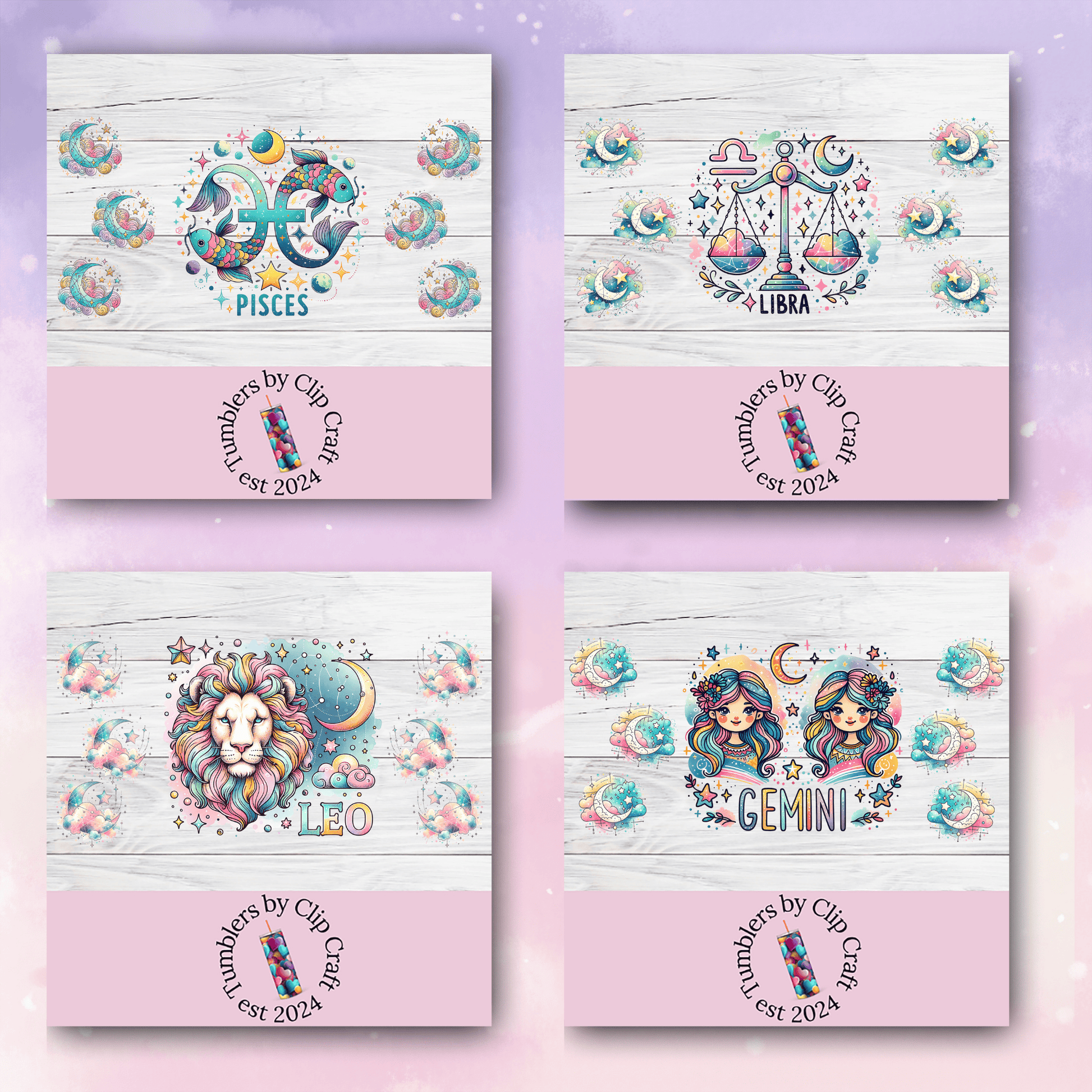 a set of four stickers with a cartoon character on them